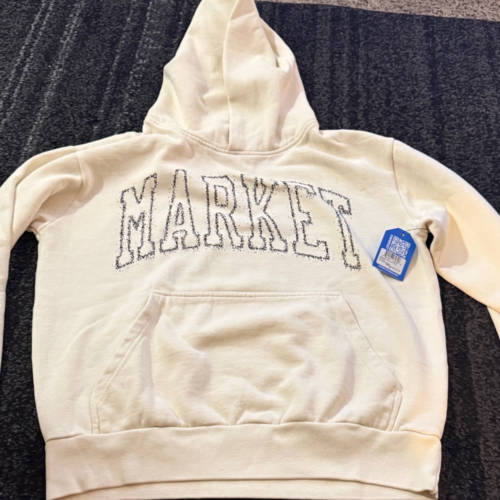 Market Cream Hoodie with Embroidered Logo